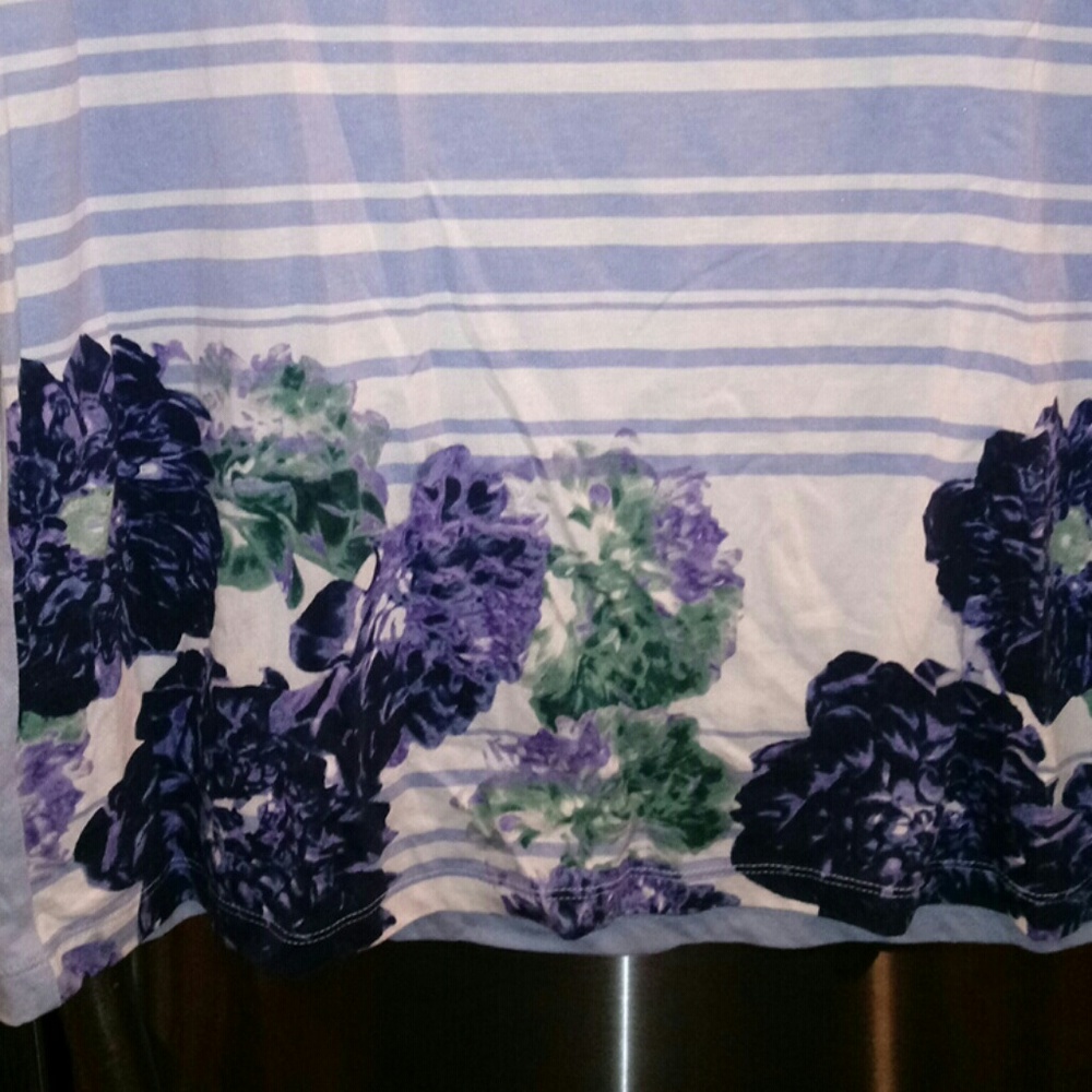 Vintage Liz Claiborne Floral/Striped Top Size PL - Picture 3 of 4
